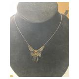 10KT Gold & Silver Butterfly Necklace Marked 10KT