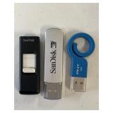 3 USED & CLEARED USB FLASH DRIVES/MEMORY STICK