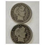 1916 & 1916 S Silver Barber Dimes