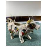 POTTERY COW CREAMER CLAY HANDPAINTER 1950
