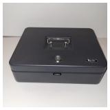 METAL MONEY BOX, LOCK WITH KEYS. NEW