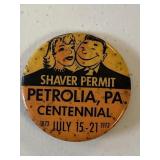 SHAVER PERMIT PETROLIA, PA  BUTTON