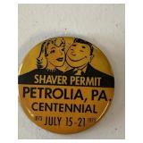 SHAVER PERMIT, PETROLIA, PA  BUTTON