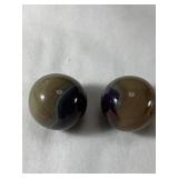 2 - VPURPLE/BROWN/TAN SWIRL VINATGE MARBLES 5/8"