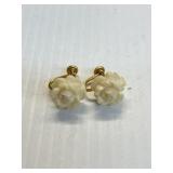 12K GF White Rose Earrings