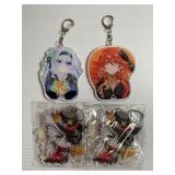 Lot of 4 Japanese Manga Cartoon Figure Keychains