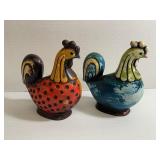 2 VINATGE HOMCO COLORFUL CHICKEN FIGURES