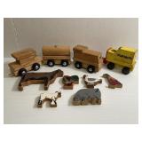 LOT OF ANTIQUE WOODEN & METAL KIDS TOYS