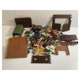 Large Lot of Vintage Army Men Toys and Fort Parts