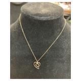 14K GF 16" necklace with double heart charm