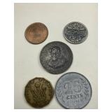 5 Foreign Coins-1942 Great Britain 3 Pence 12 side