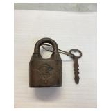 ANTIQUE LARGE RTE CO. RUSSELL&ERWIN PADLOCK W/ KEY