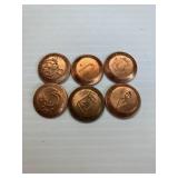 MASONIC COPPER STAMPINGS - SET OF 6