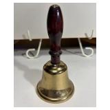 Vintage Brass School Bell 5 1/2" tall with wooden