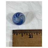1 Vintage Clear Blue/White Swirl Marble 3/4"
