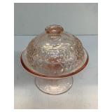 Pink Depression Glass Candy Dish w/lid 5" tall