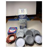 9 Zinc Caps for Mason Jars w/vintage box and Jar