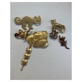 6 BROOCH PINS CAT THEME