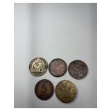 5-Foreign Coins-1922 1 Franc, 1973 1/2 Kobo Nigeri