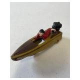 VINATGE CAST IRON TOY BOAT WITH RIDER
