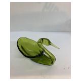 Vintage Viking Green Glass Swan Dish-1970