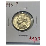 1943 P SILVER WAR NICKEL UNC