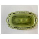 Indiana Glass Co. serving tray, green 'Kings Crown