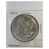 1884  MORGAN SILVER DOLLAR AU BU