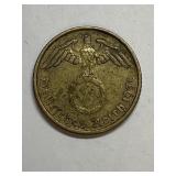 1938 GERMAN SS BRASS 5 REICHSPFENNIG