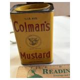 COLMAN'S VINTAGE MUSTARD SPICE TIN CAN-FULL