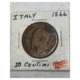 1866 ITALY 10 CENTIMI