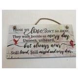 WOODEN CARDINAL SIGN, LOSS OF LOVED ONE