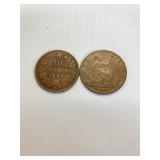 10 CENT 1866 ITALY, 1886 GREAT BRITIAN CENT