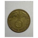 1938 GERMAN SS BRASS 10 REICHSPFENNIG