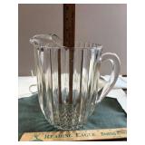 DEPRESSION GLASS PITCHER - CLEAR - BEADED BOTTOM