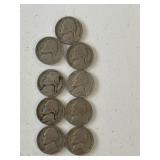 9 WAR NICKELS 1940-1945