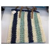 16'x15' WOVEN STRAW STRIPED TOTE BAG new