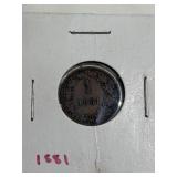 2 FOREIGN COINS:  1881 HELLER AUSTRIA, 1950 WEST