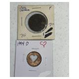 1906 CANADIAN CENT & 1994 HEART PENNY