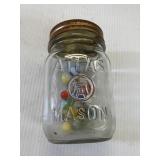 OLD ATLAS JAR W/ MARBLES