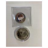 PAINTED 1999 SBA DOLLAR, 2003 JFK SPACE SHUTTLE