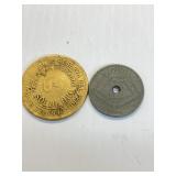 1944 BELGIUM 25 CENT, 1947 PERU SOL