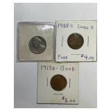 1913-D,1928-S "LARGE S", 1852-S JEFFERSON