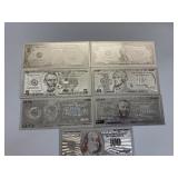 $1$2$5$10$20$50$100 - .999 SILVER LAYERED CURR X 7