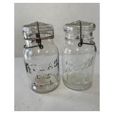 ATLAS - BALL GLASS TOP CANNING JARS X 2