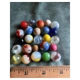 25 - MIXED VINTAGE MARBLES , 3/8'-5/8'