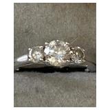 STERLING CZ ENGAGEMENT RING, SZ 9