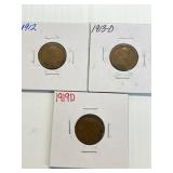1912,1913D,1919D WHEAT PENNY LOT