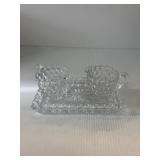 VINTAGE DIAMOND CUT CREAM & SUGAR W/ TRAY