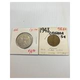 1922 GERMAN 3 MARK, 1993 CANADA TOMBAC